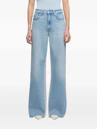 7 For All Mankind Flared Contrast Panel Jeans In Multi