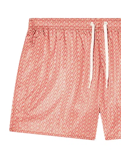 Armani Exchange Patterned Drawstring Swim Shorts In Orange