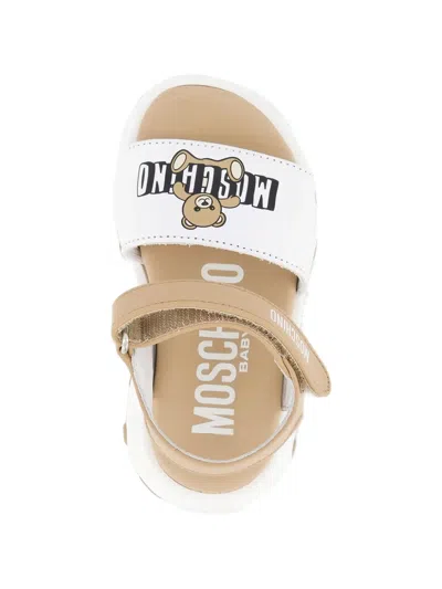 Moschino Teddy Strap Sandals In White