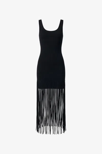 Toccin Roxanne Scoop-neck Fringe-detail Mini Dress In Black