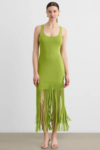 Toccin Roxanne Scoop-neck Fringe-detail Mini Dress In Black