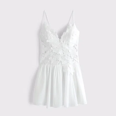 Abercrombie & Fitch Strapless Lace Bridal Mini Dress In White