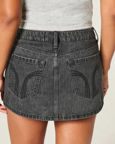 Hollister Curvy Low-rise Denim Mini Skort In Multi