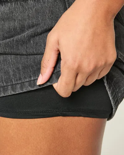 Hollister Curvy Low-rise Denim Mini Skort In Multi