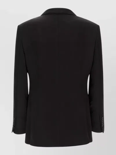 Tom Ford Satin Blazer Double Breasted Peak Lapels In Black