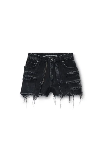 Alexander Wang Distressed Double Layer Short In Gray
