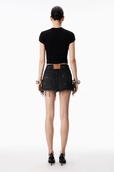 Alexander Wang Distressed Double Layer Short In Gray
