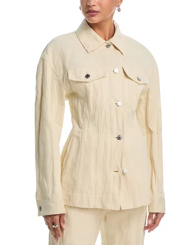 Helmut Lang Metallic Crushable Crinkle Denim Jacket In Neutral