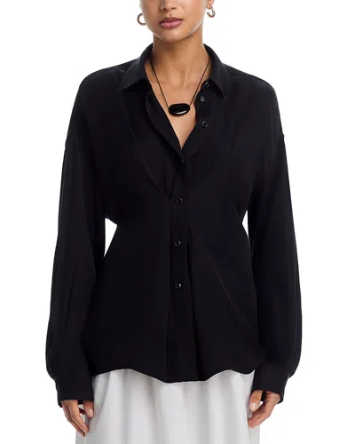 Helmut Lang Cinched Long Sleeve Shirt In Black