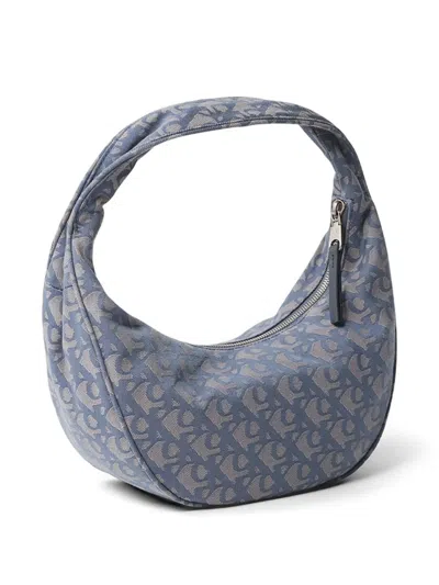 Calvin Klein Patterned Zip Shoulder Bag In Blue