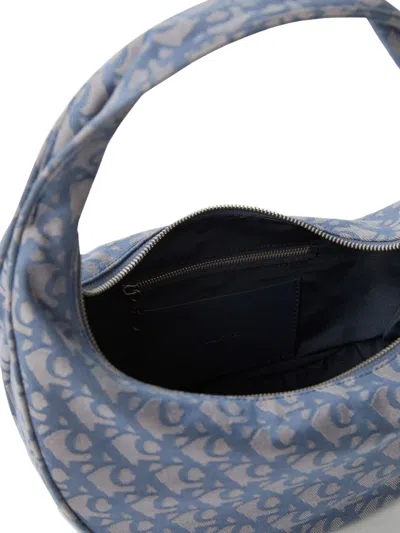 Calvin Klein Patterned Zip Shoulder Bag In Blue