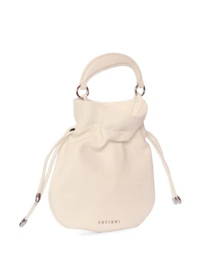 Orciani Handle Drawstring Shoulder Bag In Neutral