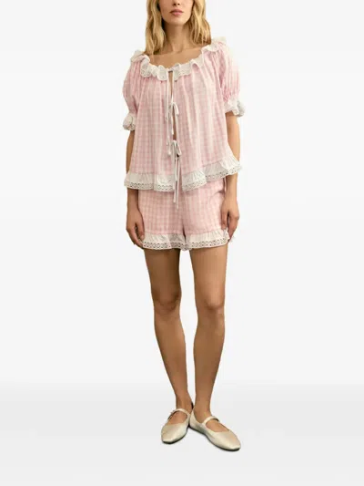 Sleeper Romantica Gingham Ruffled Lounge Set In Multi