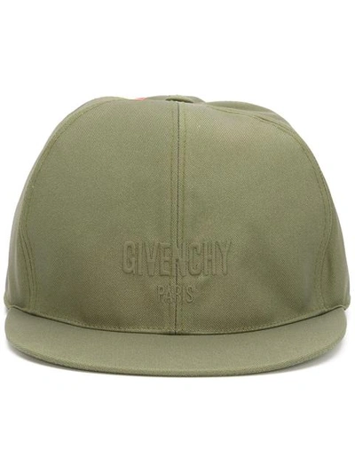 Givenchy Logo Flat-bill Hat With Wing Print, Khaki In Olive Green