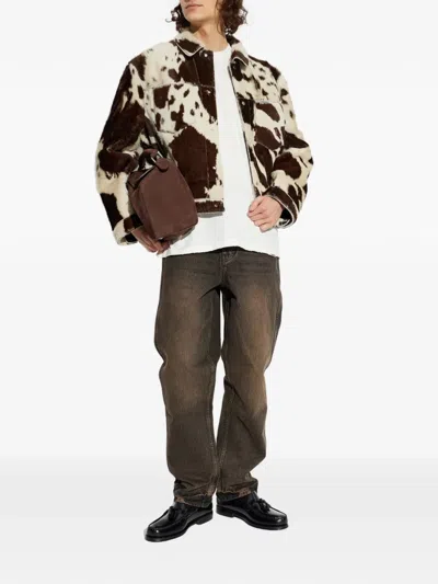 Represent Patterned Chest-pocket Jacket In Brown