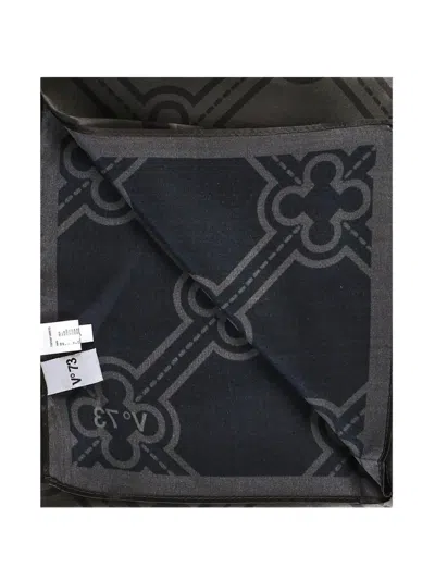V73 Geometric-pattern Scarf In Black