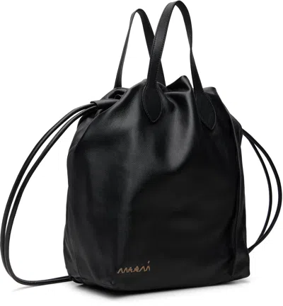 Marni Black Leather Scrunchie Backpack