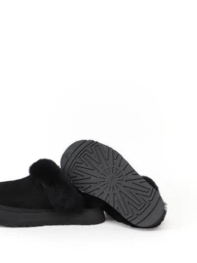 Ugg Disquette Logo Embossed Platform Slippers In Black
