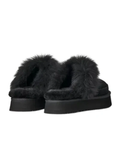 Ugg Disquette Chalet Suede And Sheepskin Slippers In Black