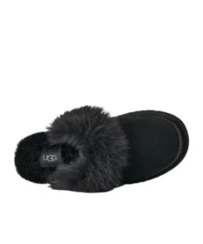 Ugg Disquette Chalet Suede And Sheepskin Slippers In Black