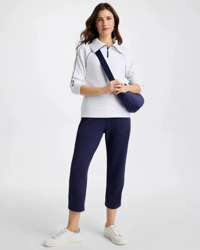 Chico's Soft Pique Half-zip Pullover Top In White In White