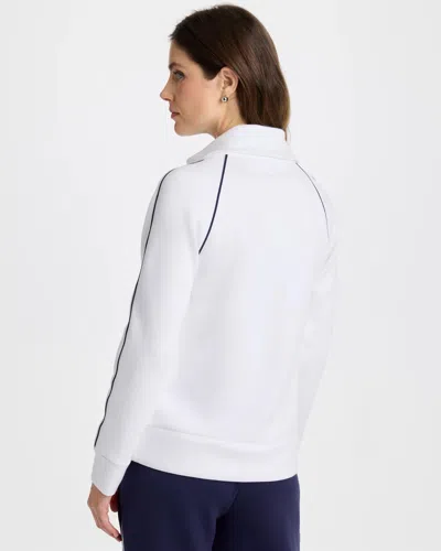 Chico's Soft Pique Half-zip Pullover Top In White In White