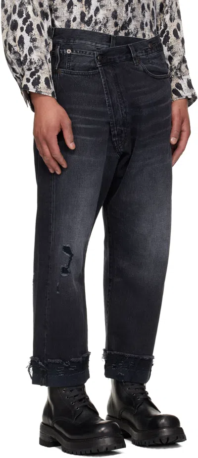R13 Black Crossover Jeans In Black