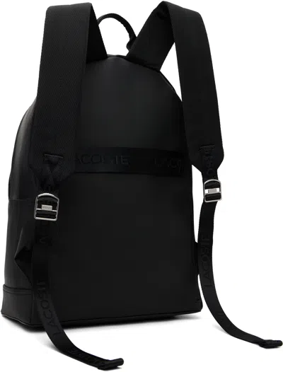Lacoste Black Poly Canvas Backpack In Gray