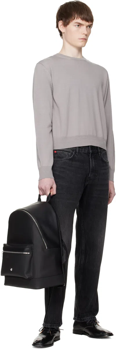 Lacoste Black Poly Canvas Backpack In Gray