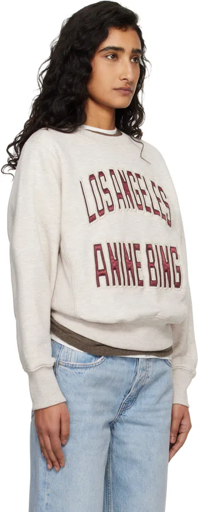 Anine Bing Womens Oatmeal Melange Harry Logo-embroidered Cotton Sweatshirt In White