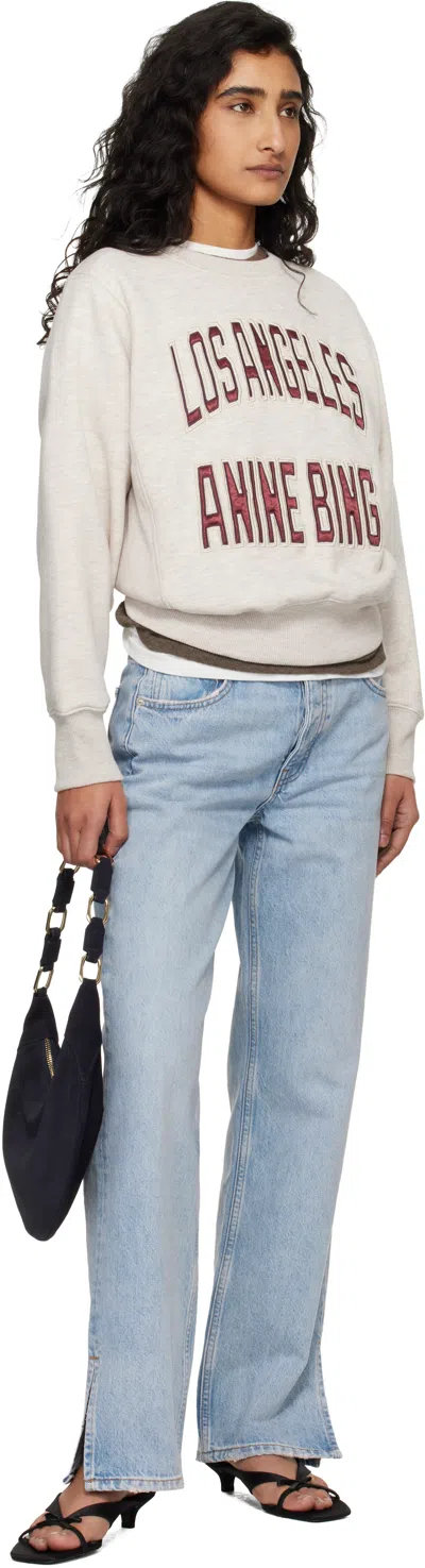 Anine Bing Womens Oatmeal Melange Harry Logo-embroidered Cotton Sweatshirt In White