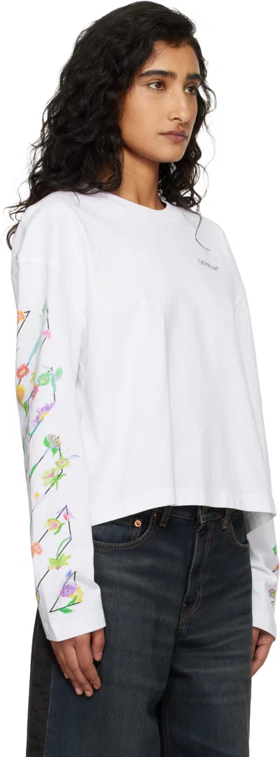 Off-white Diag Glowing Flower Long Sleeve T-shirts In White