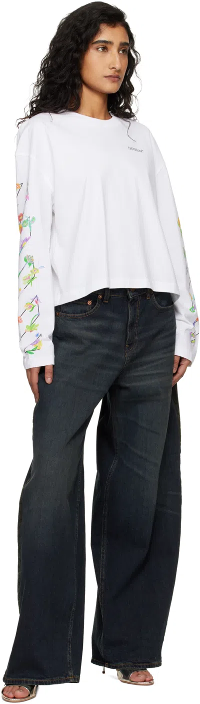 Off-white Diag Glowing Flower Long Sleeve T-shirts In White