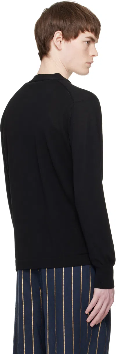 Vivienne Westwood Black V Neck Cardigan With Orb Embroidery In Cotton And Cashmere