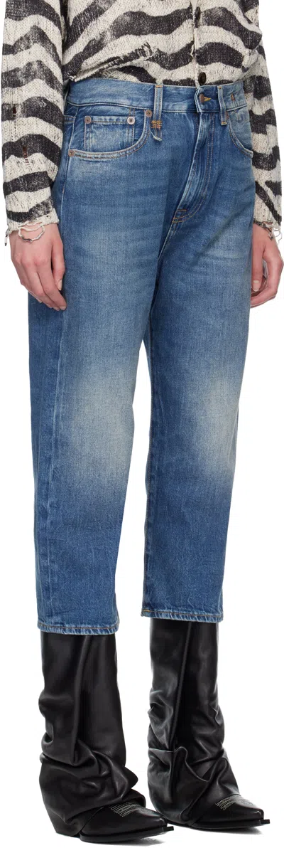 R13 Blue Tailored Drop Jeans In Blue