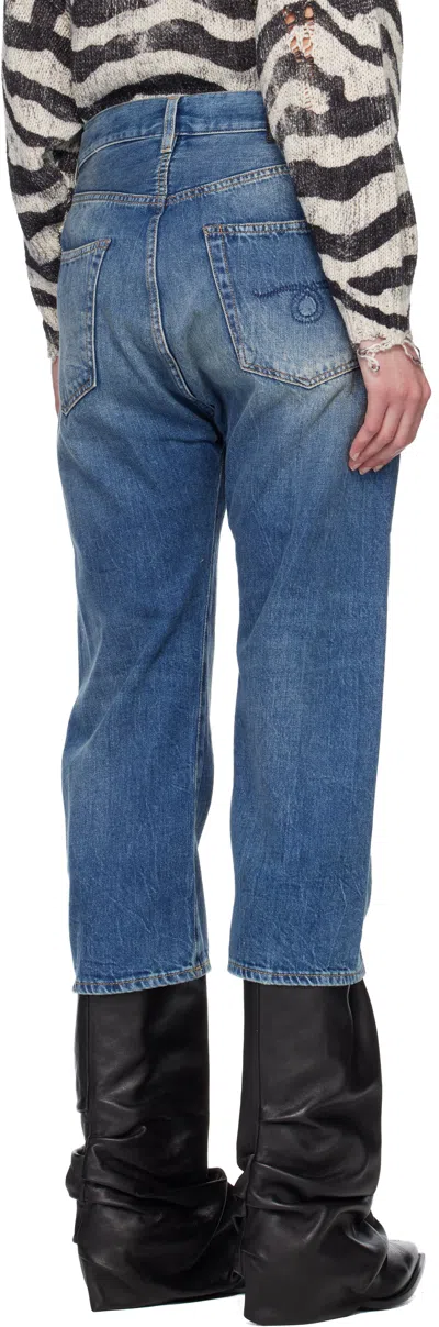 R13 Blue Tailored Drop Jeans In Blue