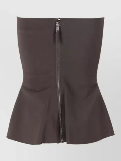 Rick Owens Brown Solid Strapless Top In Brown