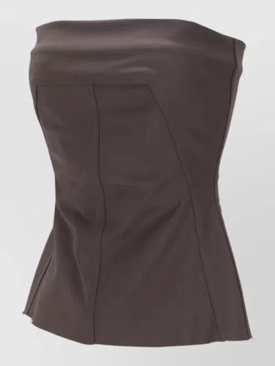 Rick Owens Brown Solid Strapless Top In Brown