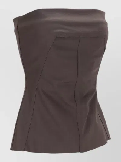 Rick Owens Brown Solid Strapless Top In Brown
