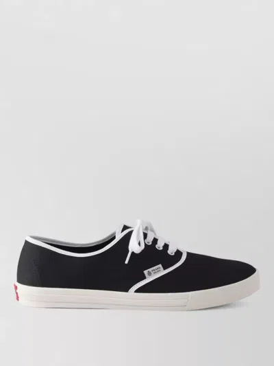 Prada Lace Up Sneakers Contrast Trim Rubber Sole In Black