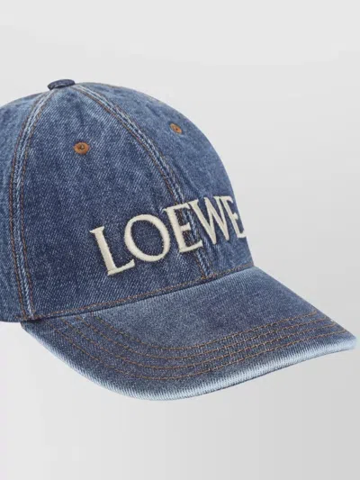 Loewe Structured Logo Cap With Contrast Stitching And Adjustable Fit In Blue