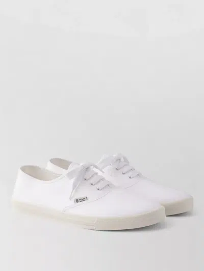 Prada Drill Fabric Low Top Lace Up Sneakers In Multi