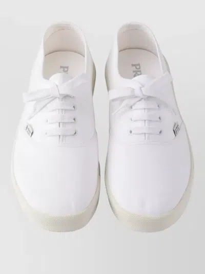 Prada Drill Fabric Low Top Lace Up Sneakers In Multi