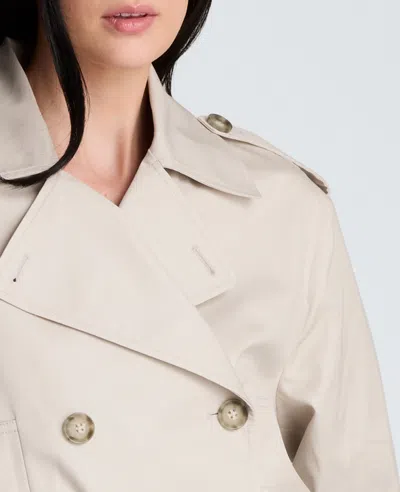 Kenneth Cole Double Breasted Short Trench Coat In Neutral