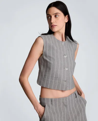 Kenneth Cole Boxy Vest With Four Buttons In Gold