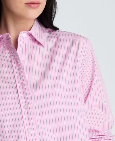 Kenneth Cole Cropped Long Sleeve Button Front Shirt In Purple