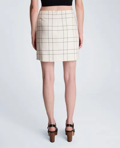 Kenneth Cole Center Back Zip Mini A-lined Skirt In Neutral