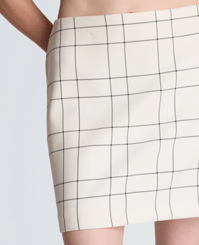 Kenneth Cole Center Back Zip Mini A-lined Skirt In Neutral