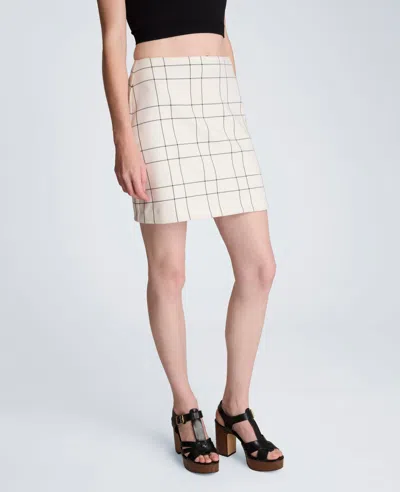 Kenneth Cole Center Back Zip Mini A-lined Skirt In Neutral