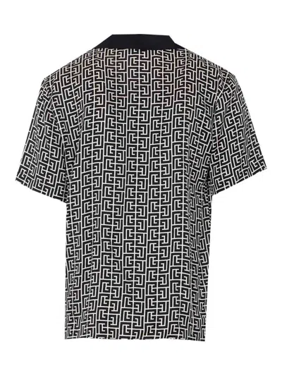 Balmain Short Sleeves Shirt Geometric Pattern Collar In Black